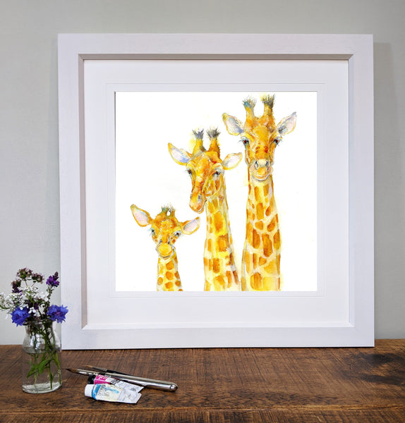 Giraffe Art Framed Print Wild animal interior design designed by artist Sheila Gill