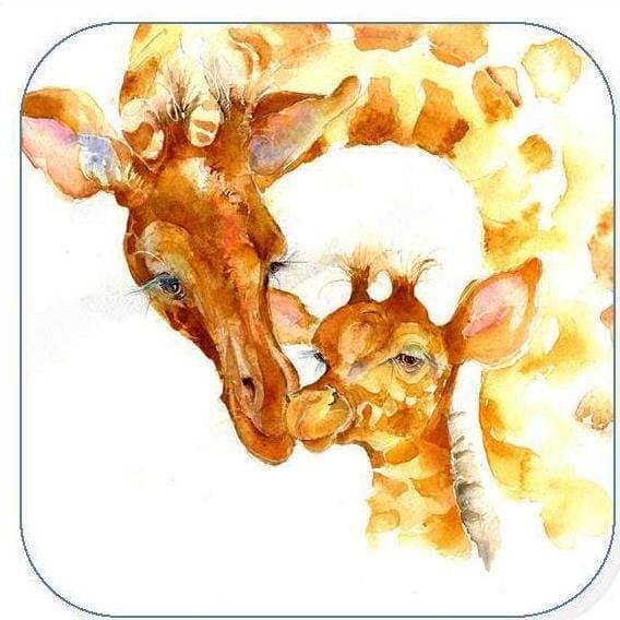 Giraffes Mum and Baby Coaster Sheila Gill Fine Art