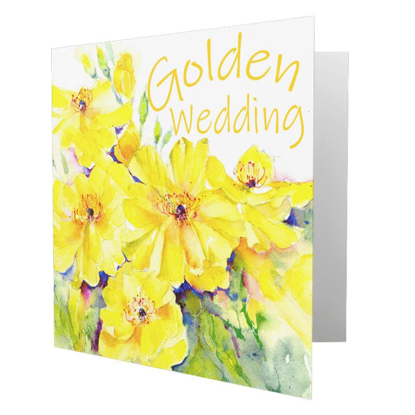 Golden Wedding Anniversary Card designed by artist Sheila Gill