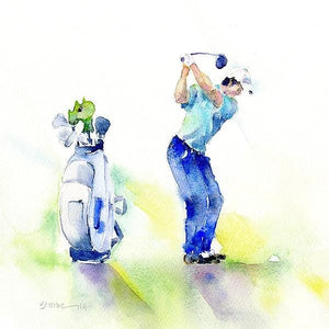 Golf Mans Greeting Card designed by artist Sheila Gill