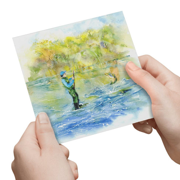 Fishing Greeting Card designed by artist Sheila Gill