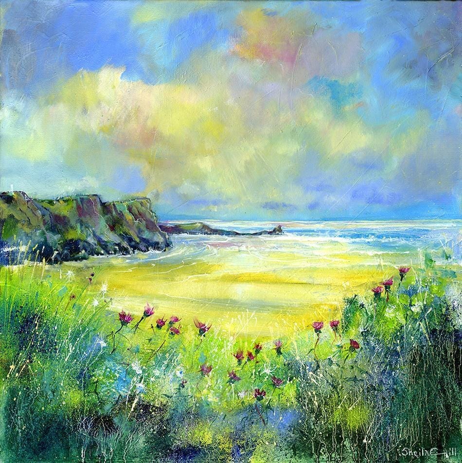 Gower Peninsula Fine Art Picture welsh seascape Oil Painting designed by artist Sheila Gill
