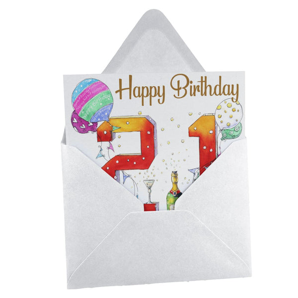 Happy 21st Birthday Card designed by artist Sheila Gill