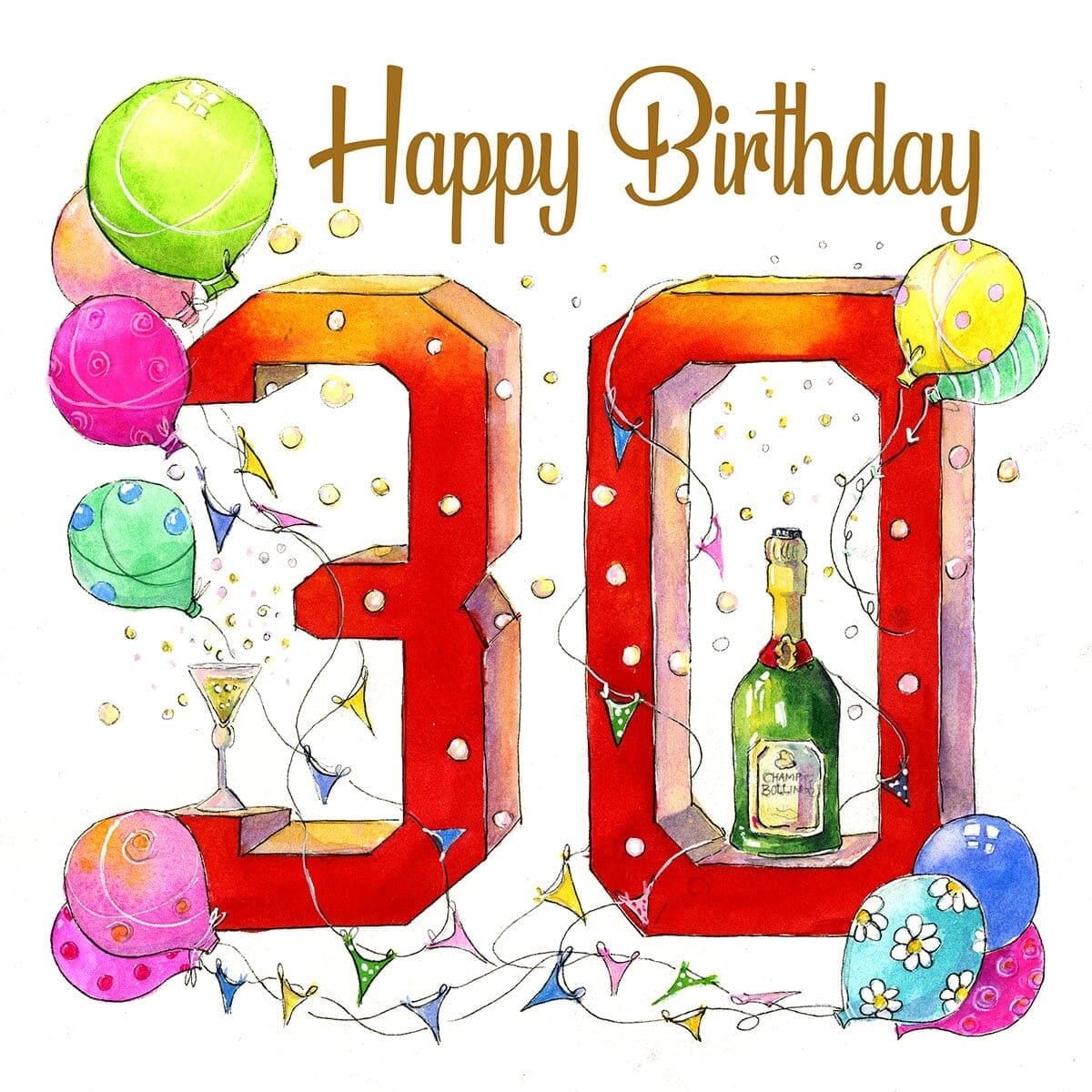 Happy 30th Birthday Card designed by artist Sheila Gill