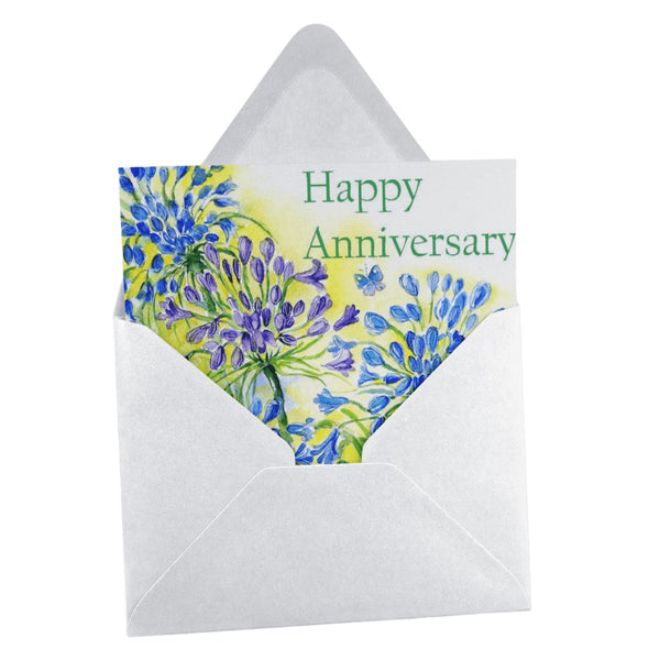Happy Anniversary Allium Flower Card designed by artist Sheila Gill