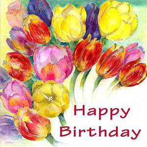 Happy Birthday Tulip Card designed by artist Sheila Gill