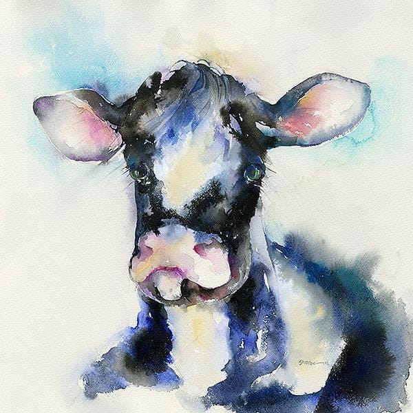 Happy Cow Greeting Card designed by artist Sheila Gill
