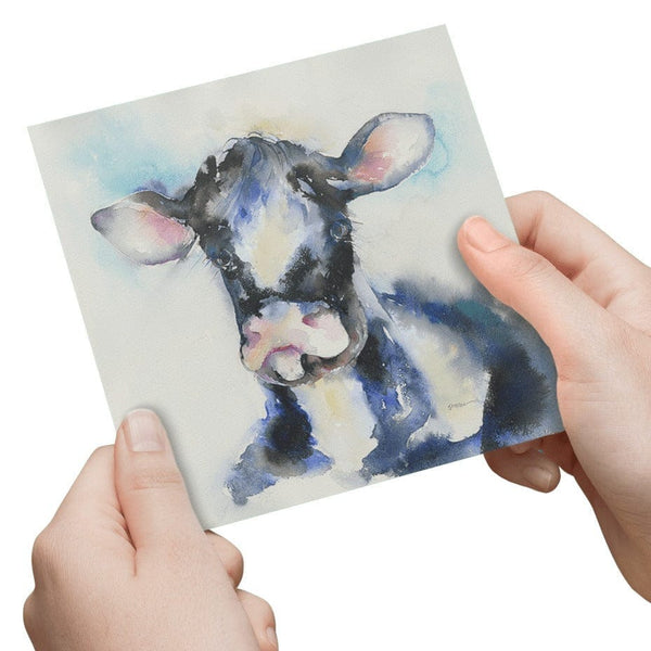 Happy Cow Greeting Card designed by artist Sheila Gill