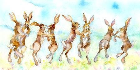 Hares Greeting Card designed by artist Sheila Gill
