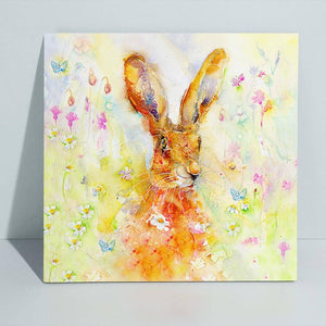 Spring Hare Canvas Art Print designed by artist Sheila Gill
