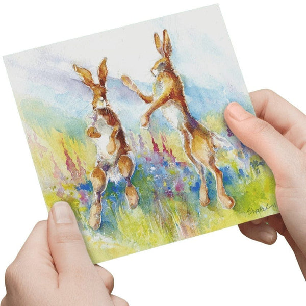 Hares In The Meadow - Card