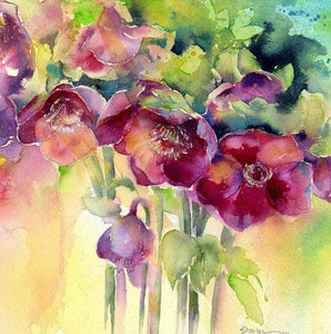 Hellebores Greeting Card designed by artist Sheila Gill