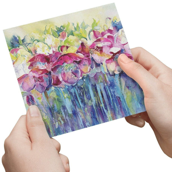 Hellebores Greeting Card designed by artist Sheila Gill