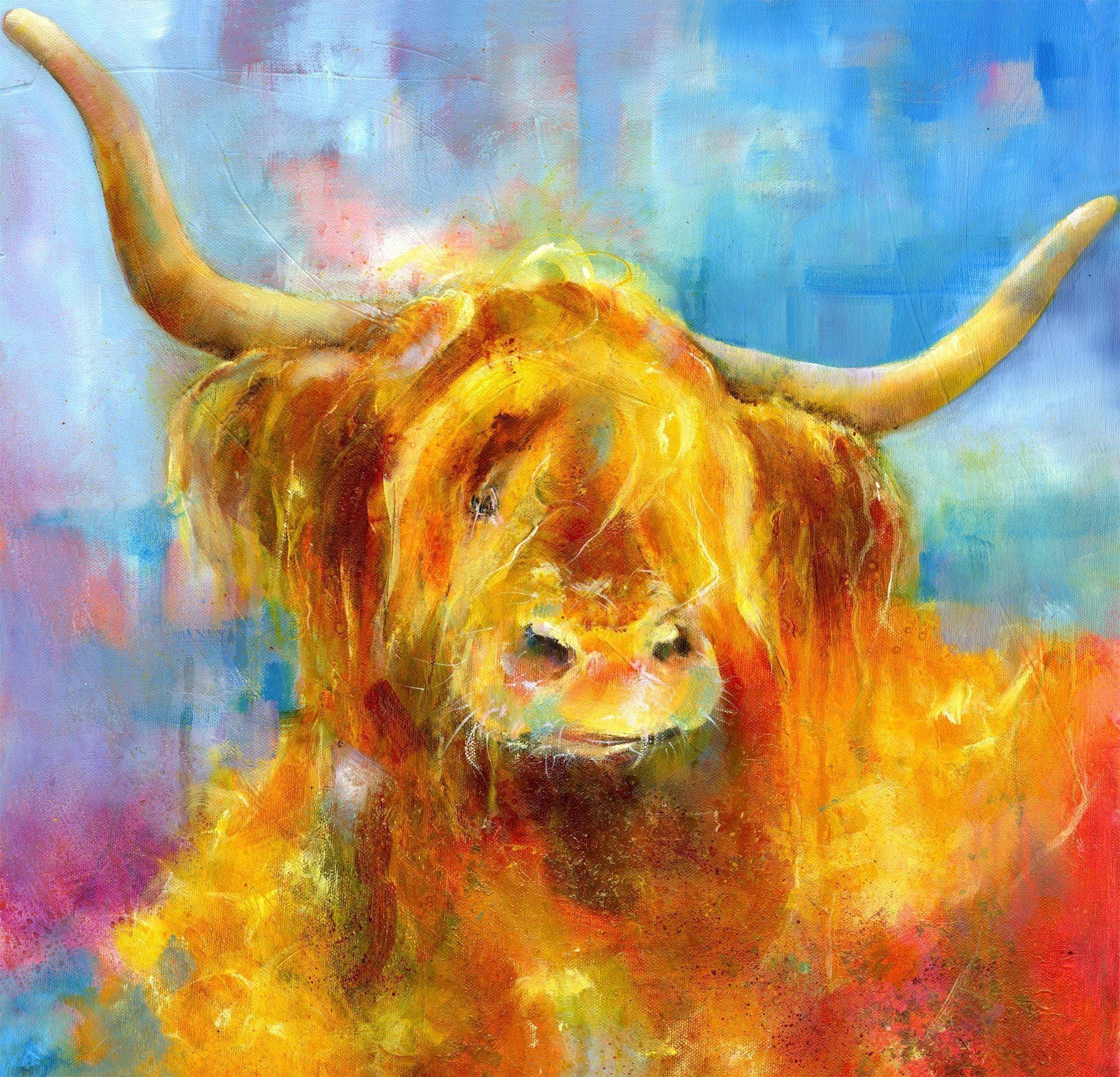 Highland Cow Greeting Card designed by artist Sheila Gill