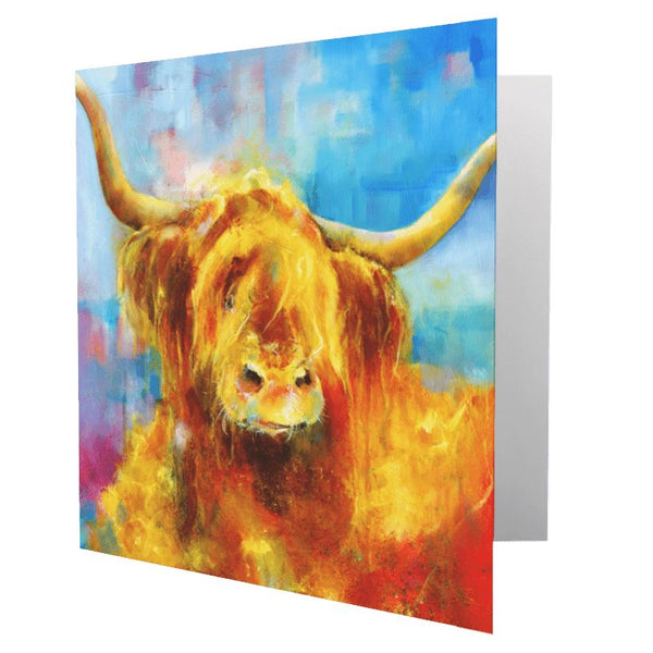 Highland Cow Greeting Card designed by artist Sheila Gill