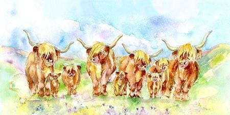 Highland Cow Greeting Card designed by artist Sheila Gill
