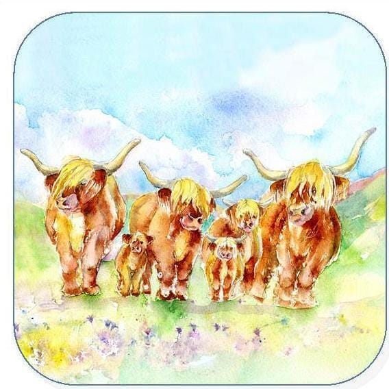 Highland Cows Coaster Sheila Gill Fine Art