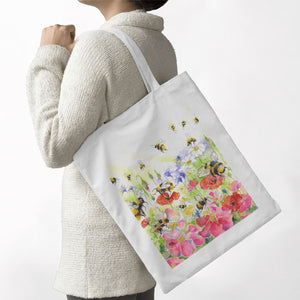 Honey Bee Tote Bag designed by artist Sheila Gill
