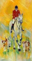 Horse and Hounds Hunting Greeting Card designed by artist Sheila Gill