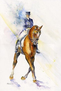 Horse Half Pass Dressage Art Print designed by artist Sheila Gill
