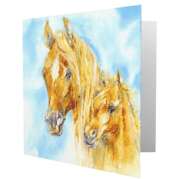 Horse Mare and Foal Greeting Card designed by artist Sheila Gill
