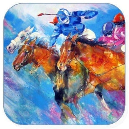 Horse Racing Coaster - Coming Though Sheila Gill Fine Art