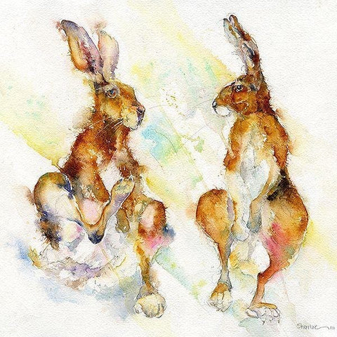 Brown Hares Art Print designed by artist Sheila Gill
