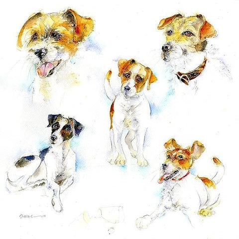 Jack Russell Greeting Card designed by artist Sheila Gill