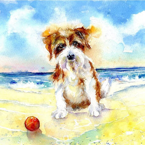 Long Haired Jack Russell Dog Art Print designed by artist Sheila Gill

