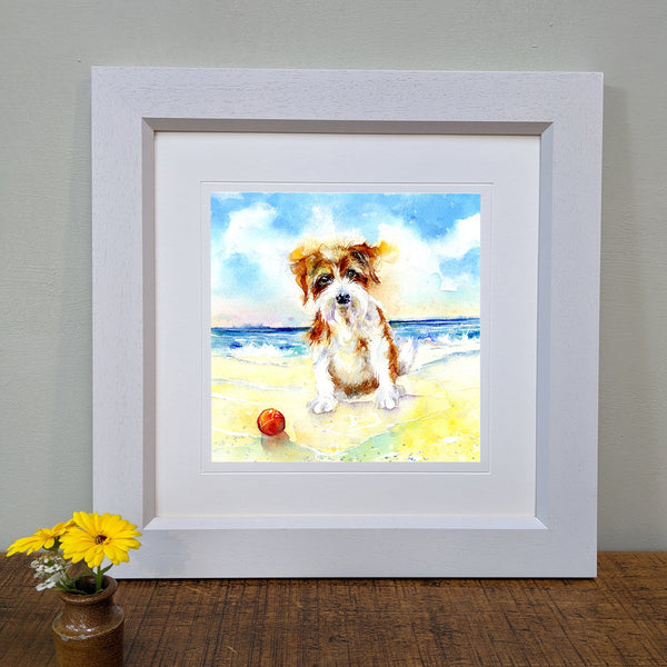 Long Haired Jack Russell Dog Art Print designed by artist Sheila Gill