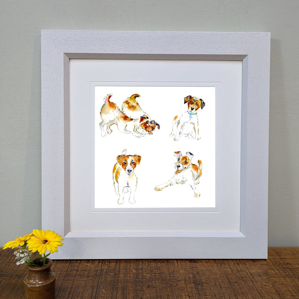 Jack Russell Terrier Dogs Art Print designed by artist Sheila Gill