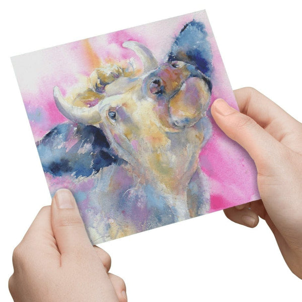 Cow Greeting Card designed by artist Sheila Gill