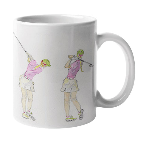 Ladies Golf Ceramic Mug designed by artist Sheila Gill
