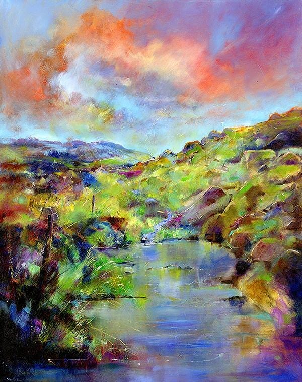 Light on The Edge - Oil Painting Peak District, Derbyshire Landscape Art Print artist Sheila Gill
