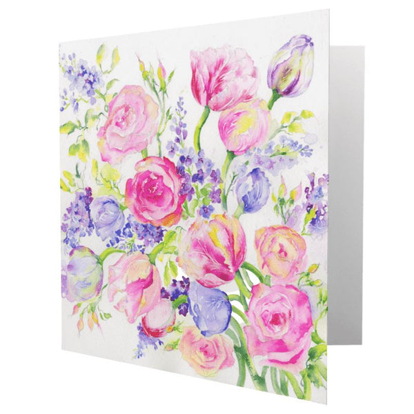 Lilac and Tulips Greeting Card designed by artist Sheila Gill