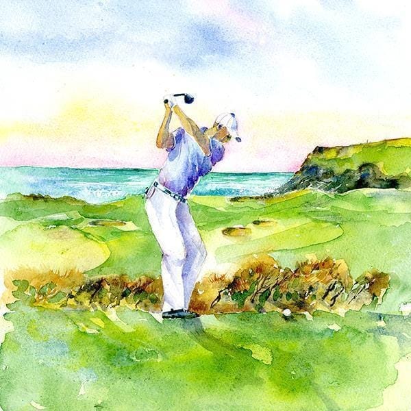 On the Links Golf Greeting Card designed by artist Sheila Gill