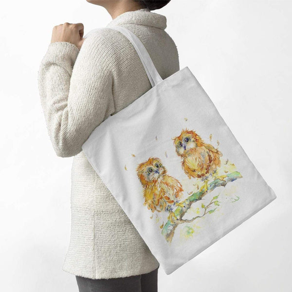 Little Owls Tote Bag designed by artist Sheila Gill
