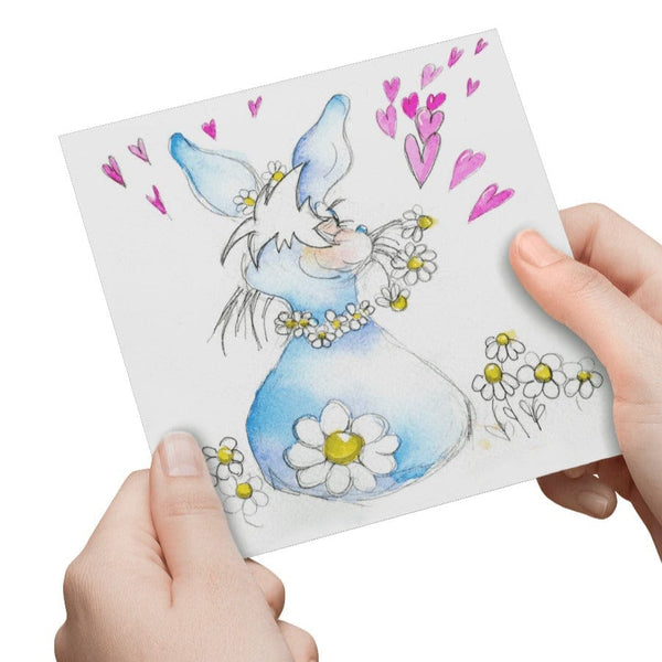 Cute Love Bunny Greeting Card designed by artist Sheila Gill