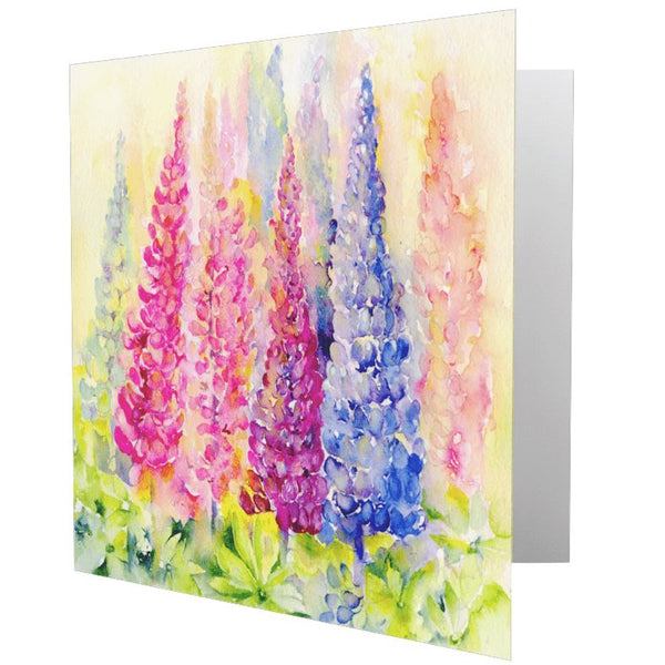 Lupins Greeting Card designed by artist Sheila Gill