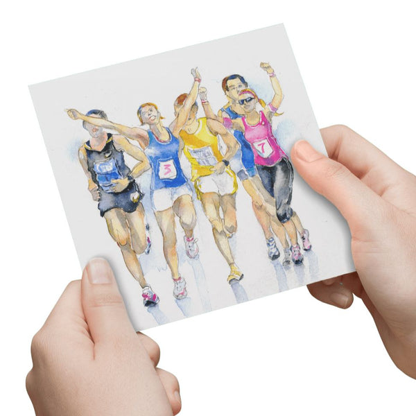 Marathon Runners Greeting Card designed by artist Sheila Gill
