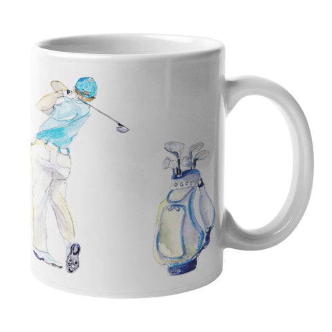 Men's Golf Ceramic Mug designed by artist Sheila Gill
