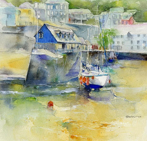 Mevagissey Harbour, Cornwall Art Print designed by artist Sheila Gill
