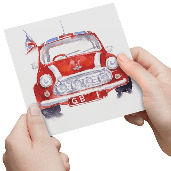 Mini Car Greeting Card designed by artist Sheila Gill