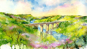 Monsal Dale, Derbyshire - Watercolour Landscape Art Print designed by artist Sheila Gill
