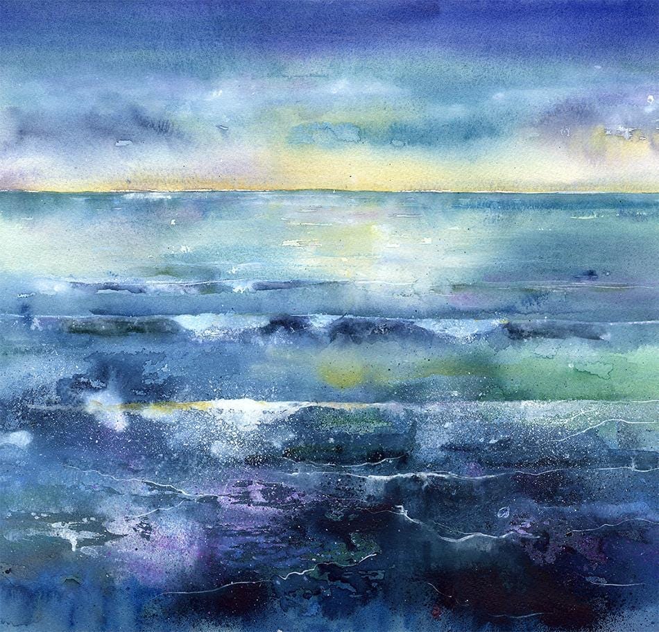 Morning Tide -  Watercolour Seascape Art Print designed by artist Sheila Gill
