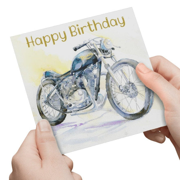Happy Birthday Motorbike Card designed by artist Sheila Gill