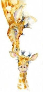 Mum and Baby Giraffe Art nursery Picture Watercolour painted by artist Sheila Gill
