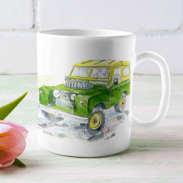 Off-Road 4x4 Vehicle Ceramic Mug designed by artist Sheila Gill