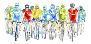 On Yer Bike Cycling Art Print Watercolour by artist Sheila Gill
