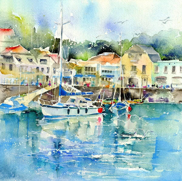 Padstow Harbour, Cornwall Greeting Card designed by artist Sheila Gill
